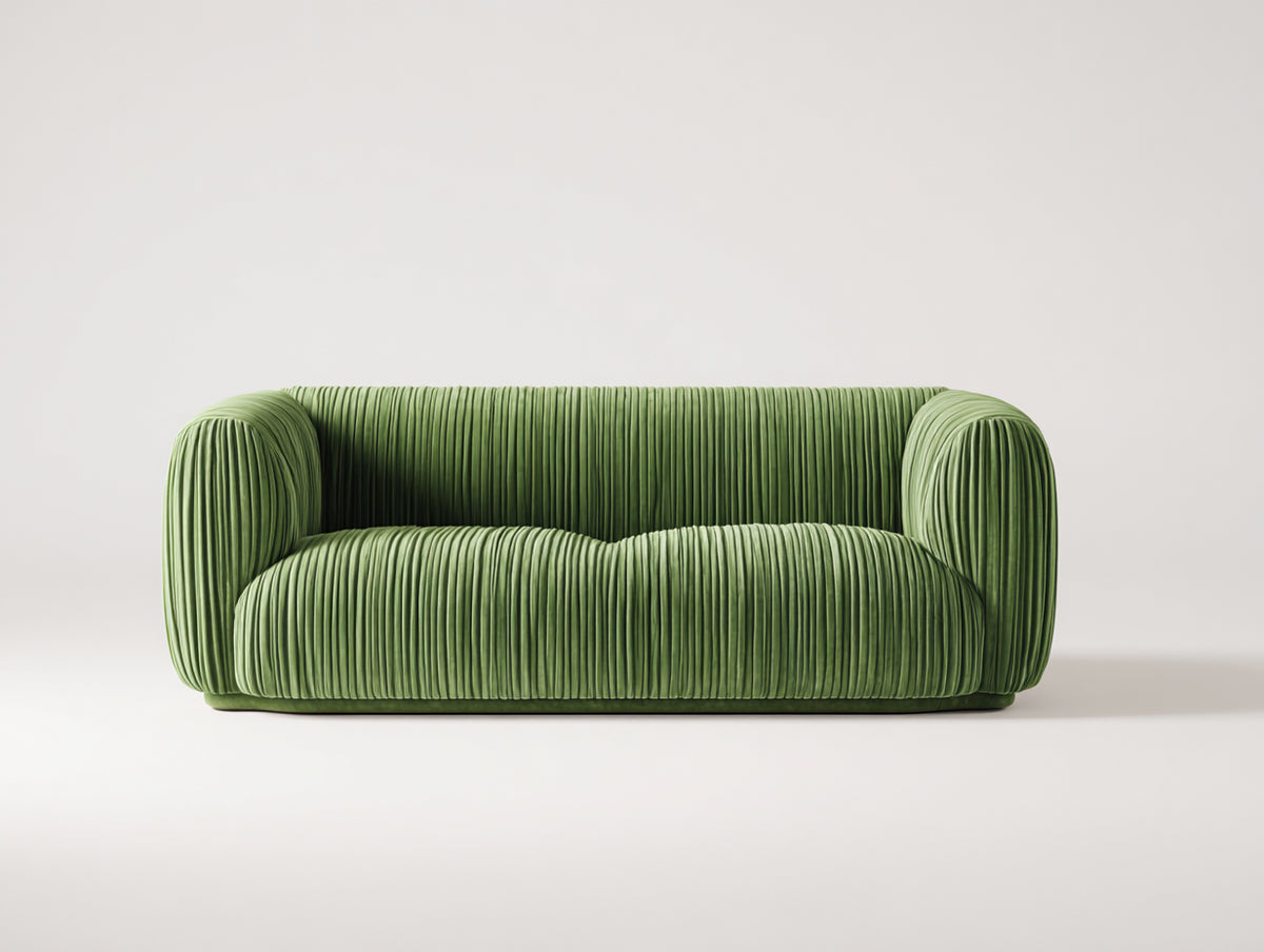 Canapé 2 places-Tissu-180x85x75 cm-Vert-Style contemporain