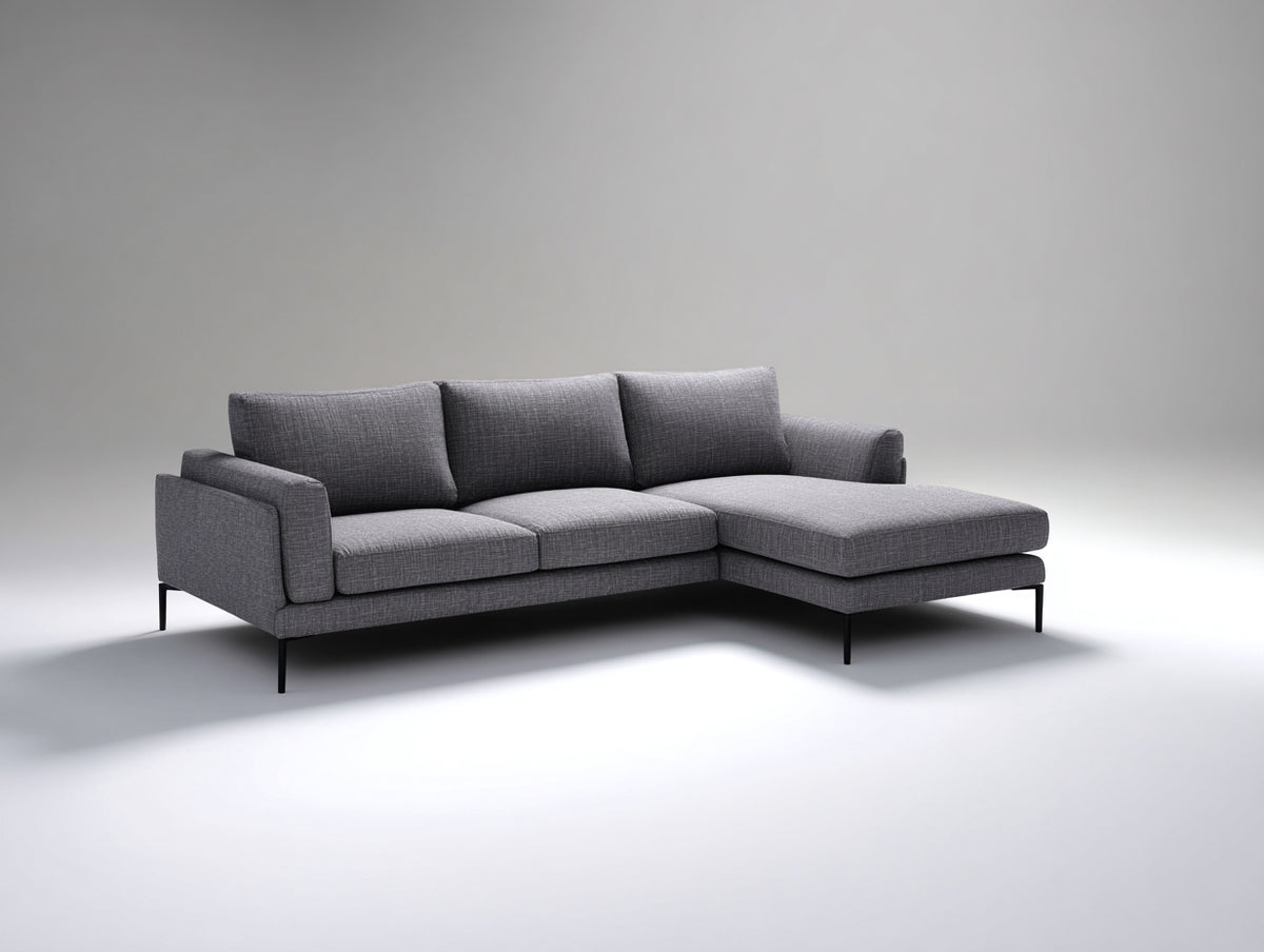 Canapé d'angle-Tissu-290x220x85 cm-Gris-Style moderne