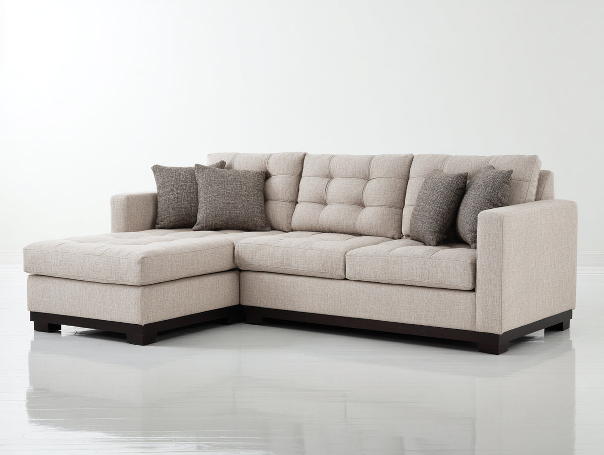 Canapé d'angle-Tissu-310x180x85 cm-Beige-Style contemporain