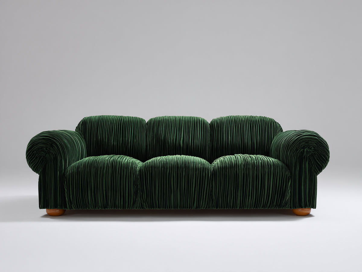 Canapé 3 places-velours-245x102x78 cm-Vert foncé-Style contemporain
