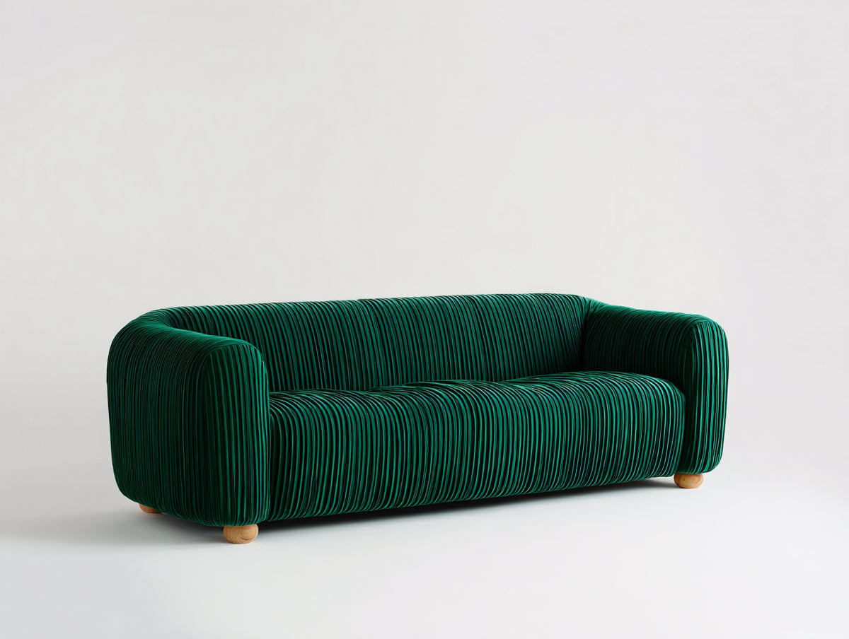 Canapé 3 places-velours-235x98x75 cm-Vert émeraude-Style contemporain