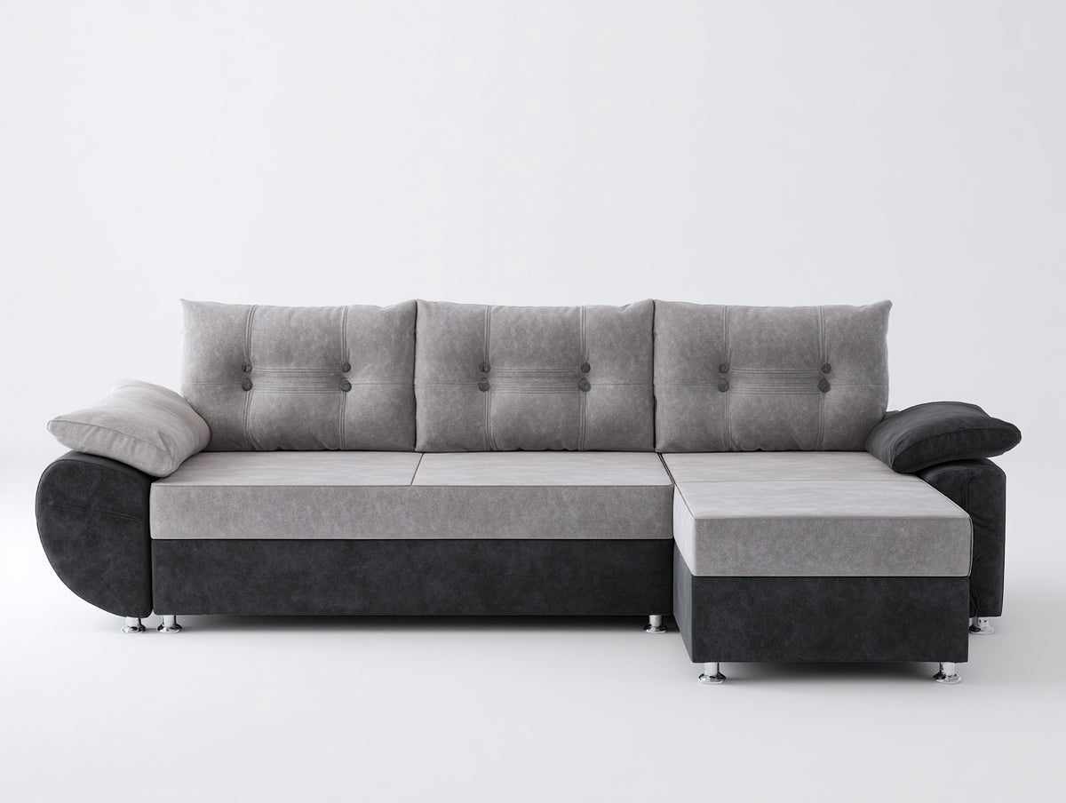 Canapé d'angle-Tissu-300x210x85 cm-Gris-Anthracite-Style moderne