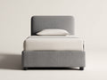 Lit simple - tissu - 210x105x108 cm - gris moyen - style minimaliste