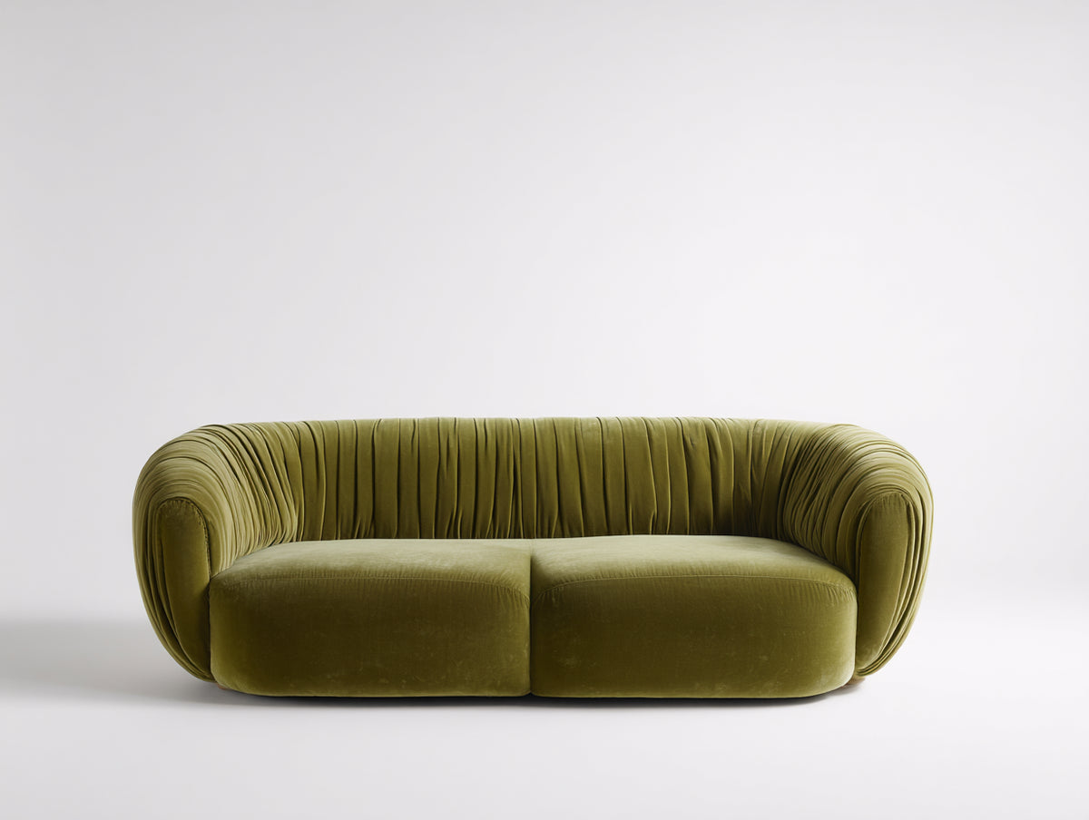 Canapé 2 places-Velours-186x92x78 cm-Vert olive-Style élégant