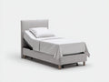 Lit simple - tissu - métal - bois - 212x106x109 cm - gris clair - style moderne