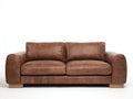 Canapé 2 places-Cuir-178x90x82 cm-Marron-Style vintage
