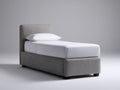 Lit simple - tissu - 210x105x105 cm - gris taupe - style contemporain