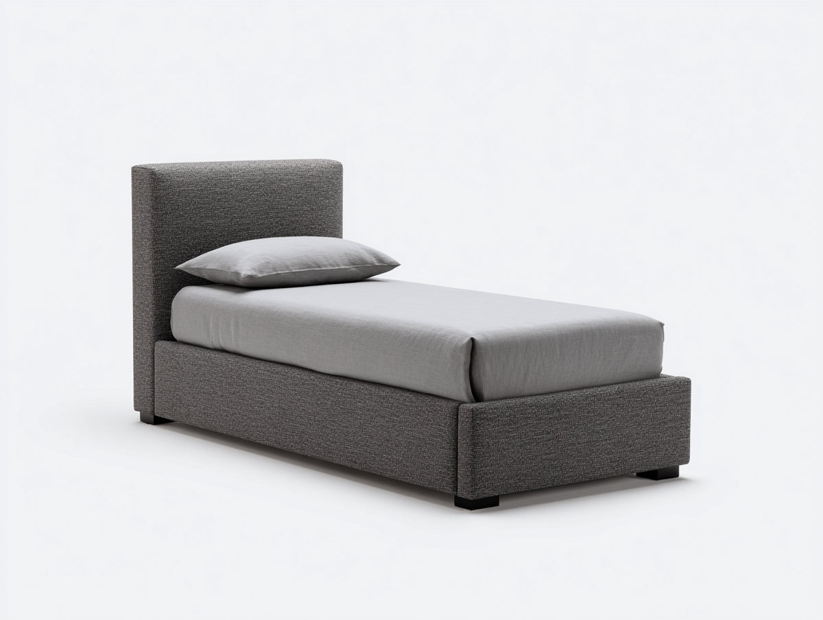 Lit simple - tissu - 210x105x105 cm - gris anthracite - style moderne