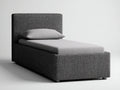 Lit simple - tissu - 211x106x112 cm - gris anthracite - style contemporain