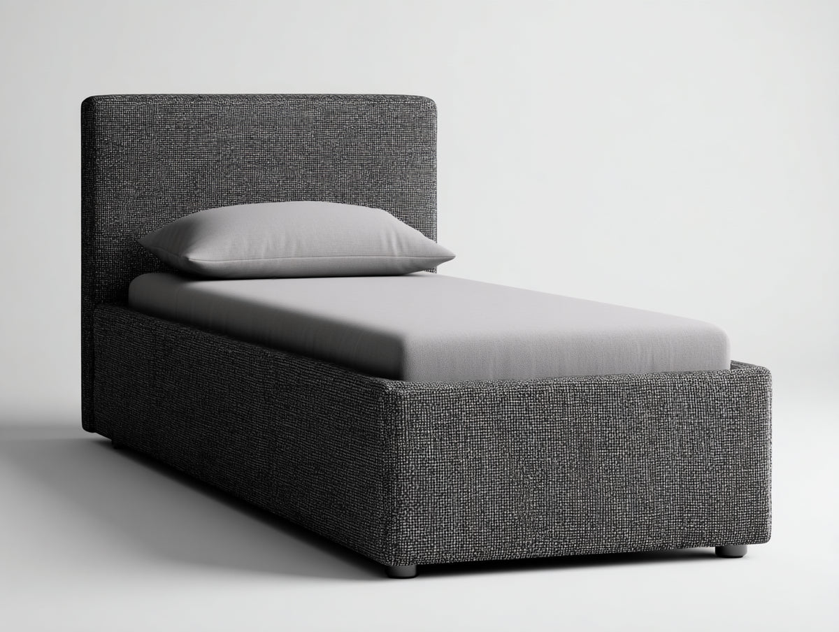 Lit simple - tissu - 211x106x112 cm - gris anthracite - style contemporain