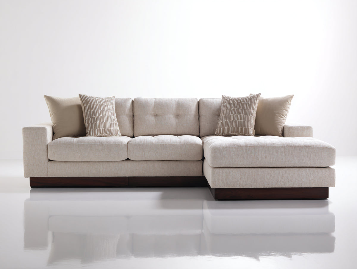 Canapé d'angle-Tissu-290x160x85 cm-Beige-Design contemporain