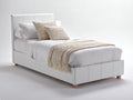 Lit simple - similicuir - bois - 212x108x110 cm - blanc - style moderne