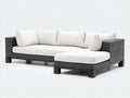 Canapé d'angle-Résine tressée-Tissu-300x220x82 cm-Blanc-Anthracite-Style extérieur moderne