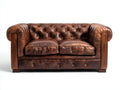 Canapé 2 places-Cuir-185x96x84 cm-Marron-Style Chesterfield