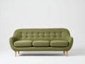 Canapé 3 places-tissu-bois-225x88x82 cm-Vert olive-Style scandinave
