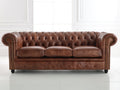 Canapé 3 places-cuir-230x92x78 cm-Marron-Style Chesterfield